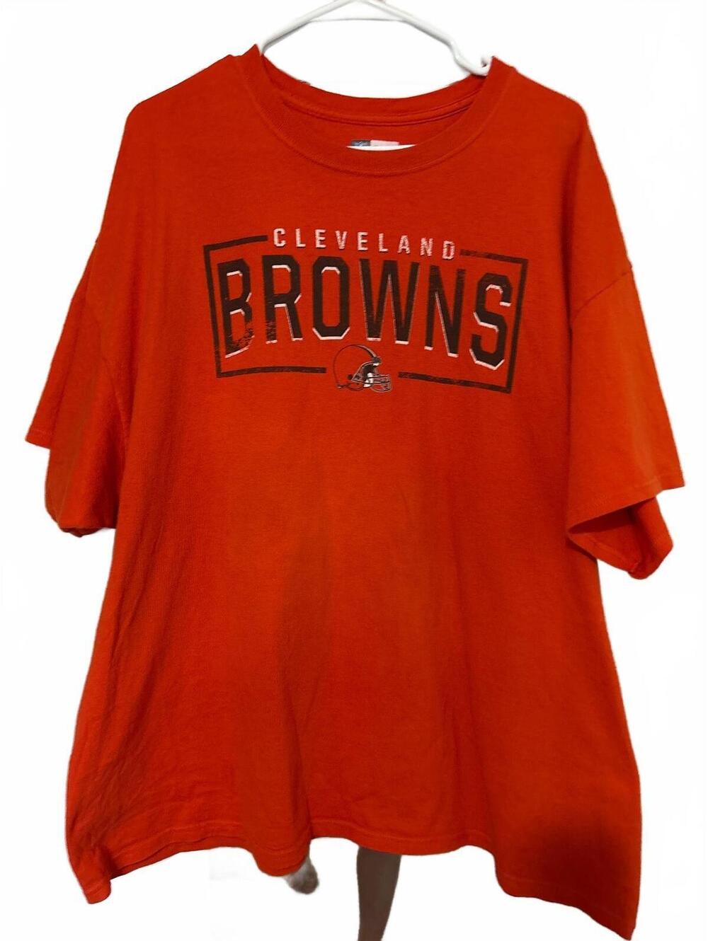 Retro NFL Cleveland Browns Graphic T-Shirt 3X Box Logo Orange Short Sleeve